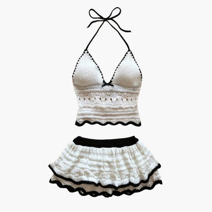 Amelia | Komplet damski dwuczęściowy z topem typu halter i dopasowanym krojem