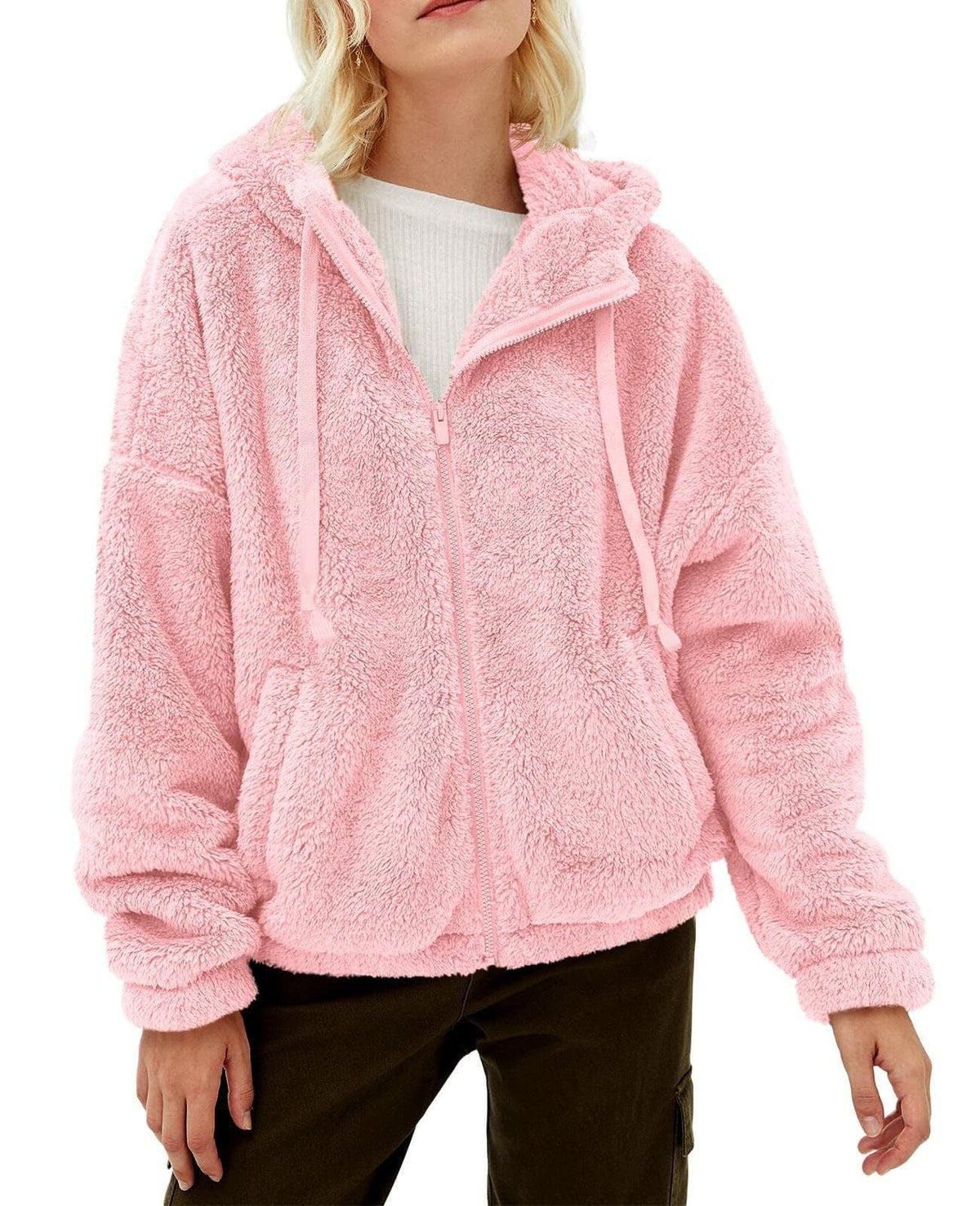 Leisha - Damski miękki polar z kapturem – styl casual