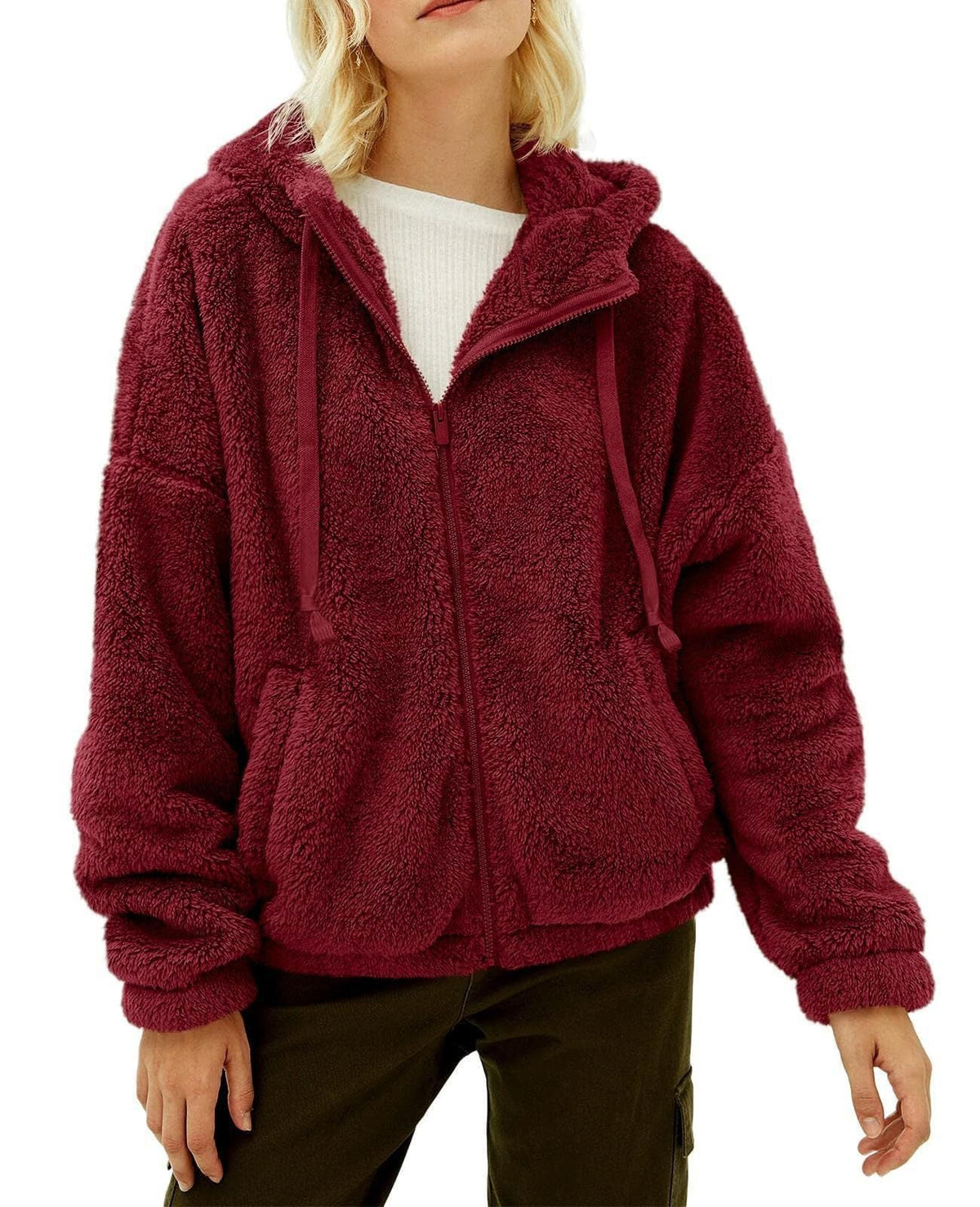 Leisha - Damski miękki polar z kapturem – styl casual