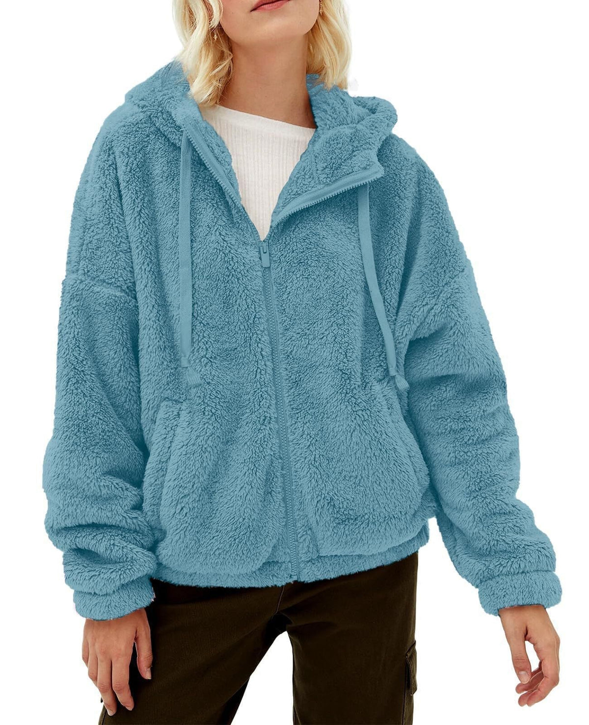 Leisha - Damski miękki polar z kapturem – styl casual