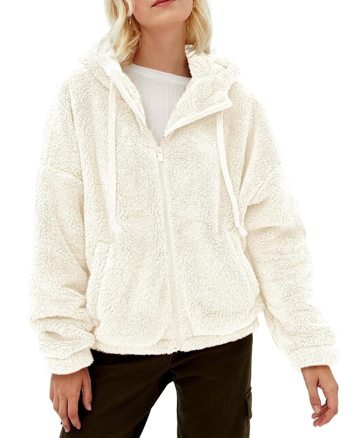 Leisha - Damski miękki polar z kapturem – styl casual
