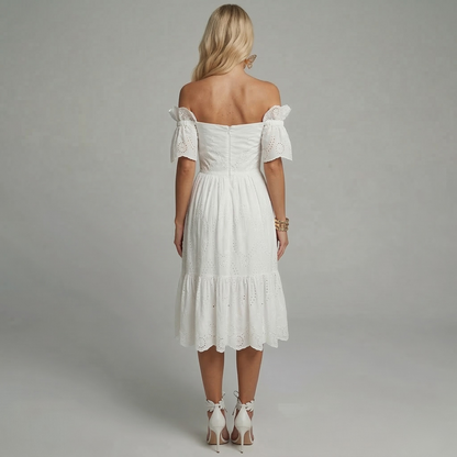 Etheldreda | Sukienka damska elegancka z odkrytymi ramionami
