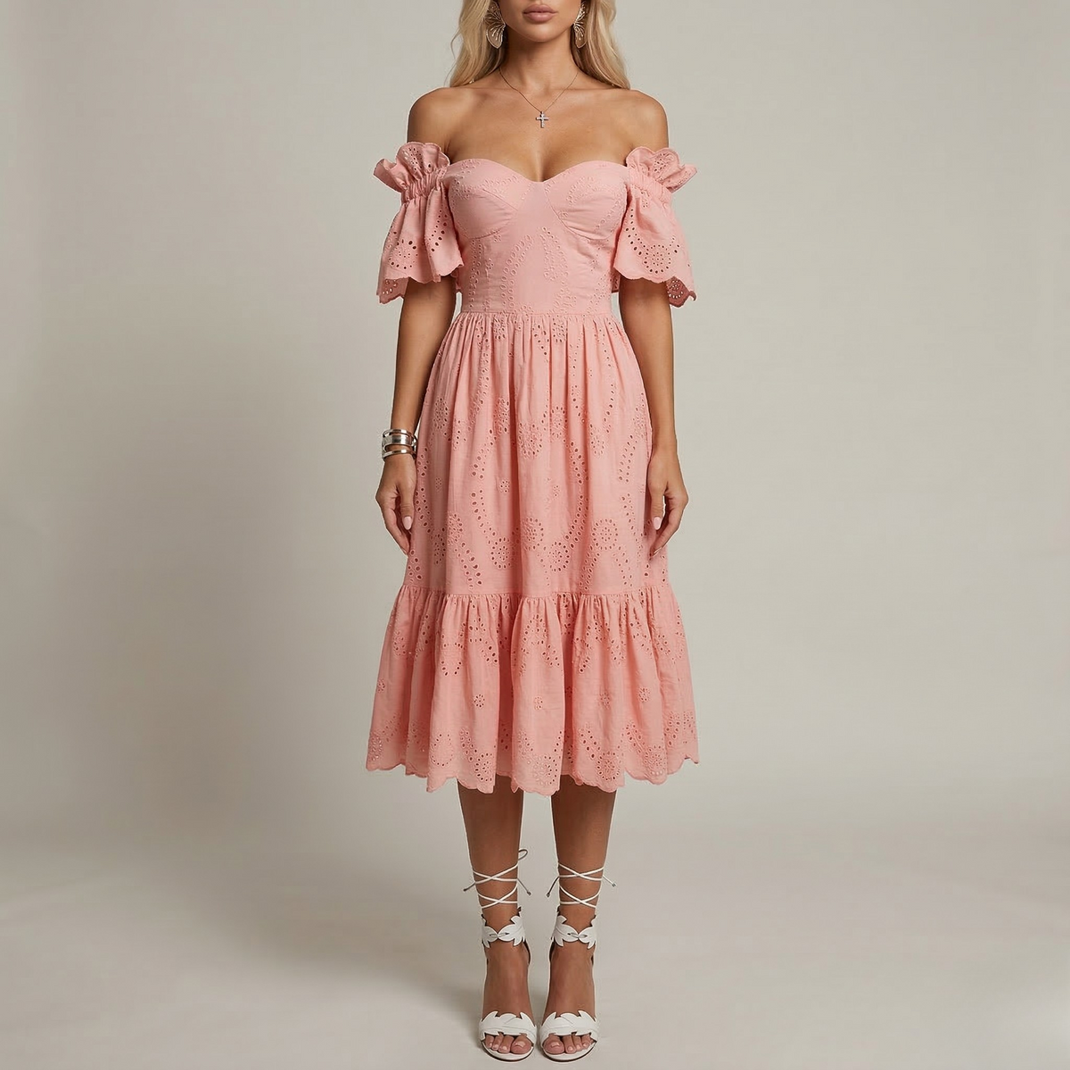 Etheldreda | Sukienka damska elegancka z odkrytymi ramionami