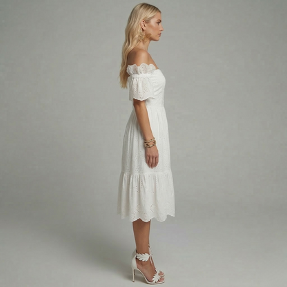Etheldreda | Sukienka damska elegancka z odkrytymi ramionami