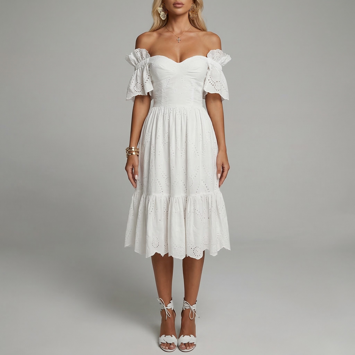 Etheldreda | Sukienka damska elegancka z odkrytymi ramionami