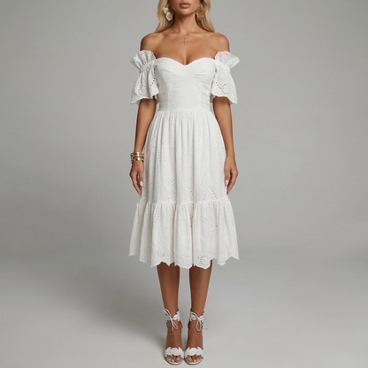 Etheldreda | Sukienka damska elegancka z odkrytymi ramionami