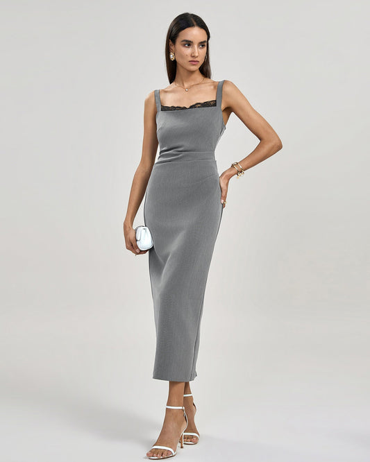 Tansy | sukienka maxi damska plisowana bodycon, dopasowany elegancki fason