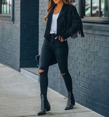 Nicki - Boho Kardigan z Frędzlami – Stylowy Kardigan z Otwartym Przodem
