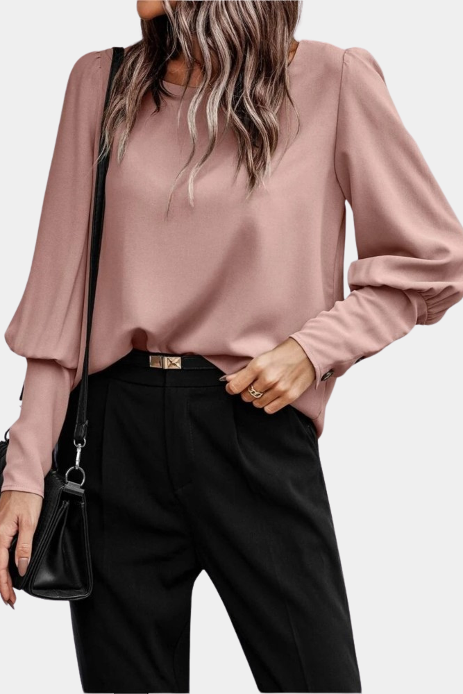 Kelsey | Damska bluzka casual elegancka z długim rękawem i ozdobnymi guzikami