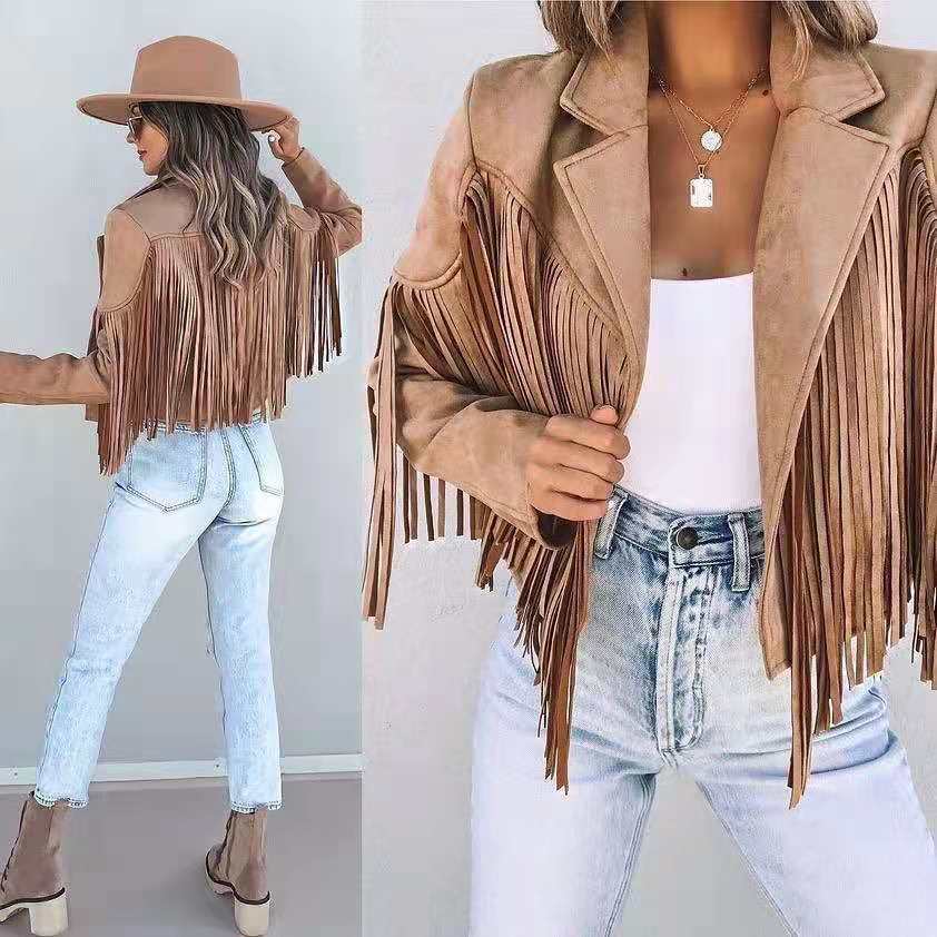 Nicki - Boho Kardigan z Frędzlami – Stylowy Kardigan z Otwartym Przodem