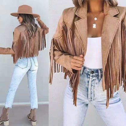 Nicki - Boho Kardigan z Frędzlami – Stylowy Kardigan z Otwartym Przodem
