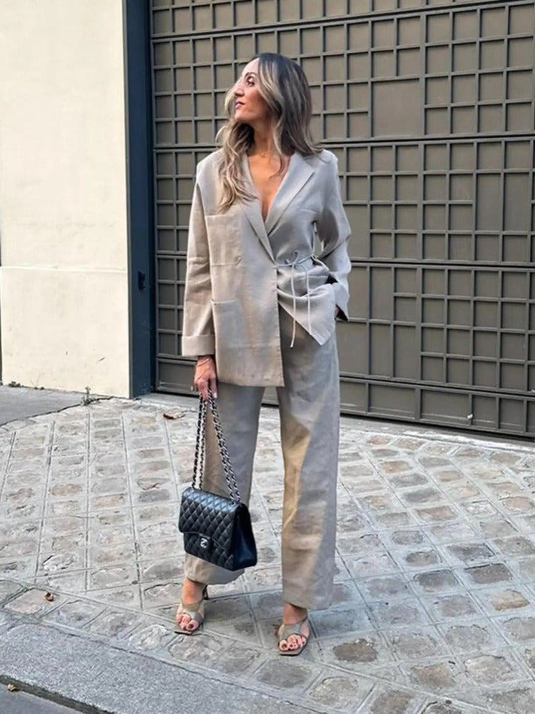 Lilibeth | Damski komplet Mila relaxed fit oversize marynarka i szerokie