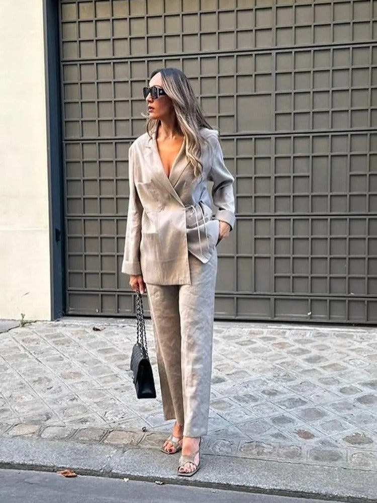 Lilibeth | Damski komplet Mila relaxed fit oversize marynarka i szerokie
