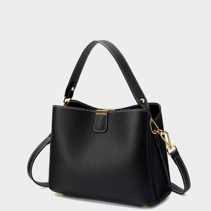 Agatha | Klasyczna skórzana damska torebka typu bucket