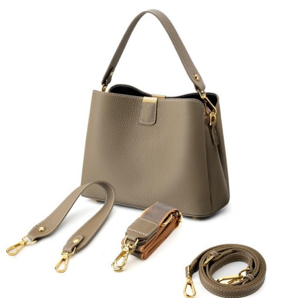 Agatha | Klasyczna skórzana damska torebka typu bucket