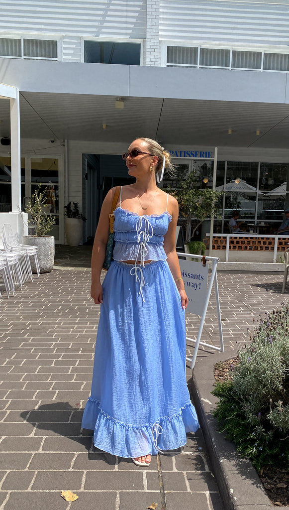 Kaylee | Damski komplet Roxy crop top i spódnica maxi boho letni lekki