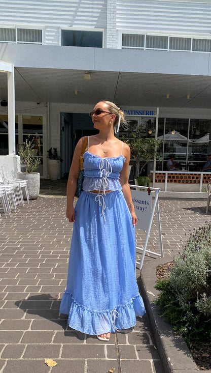Kaylee | Damski komplet Roxy crop top i spódnica maxi boho letni lekki
