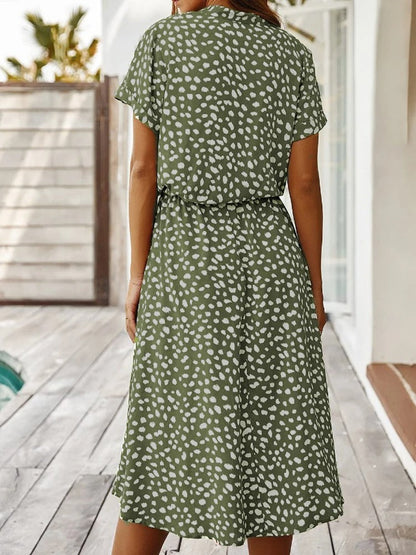 Mavis | Sukienka damska midi w zwierzęcy print ze ściągaczem w talii