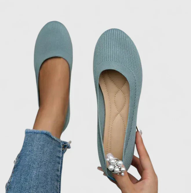 Kitty | Płaskie buty damskie z zaokrąglonym noskiem i siateczkową cholewką