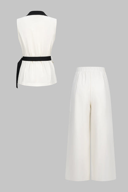 Lauren | Komplet elegancki z kamizelką i spodniami palazzo, szykowny nowoczesny