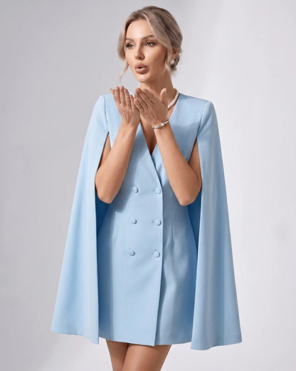 Kim | damska mini sukienka wieczorowa z rękawami typu peleryna