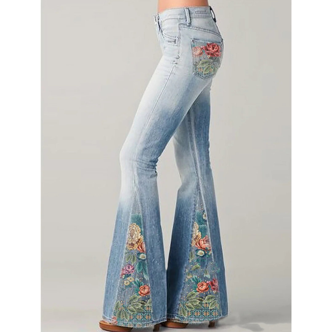 Lyndsay | Damskie jeansy w stylu vintage z haftowanymi detalami i prostym krojem