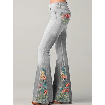Lyndsay | Damskie jeansy w stylu vintage z haftowanymi detalami i prostym krojem