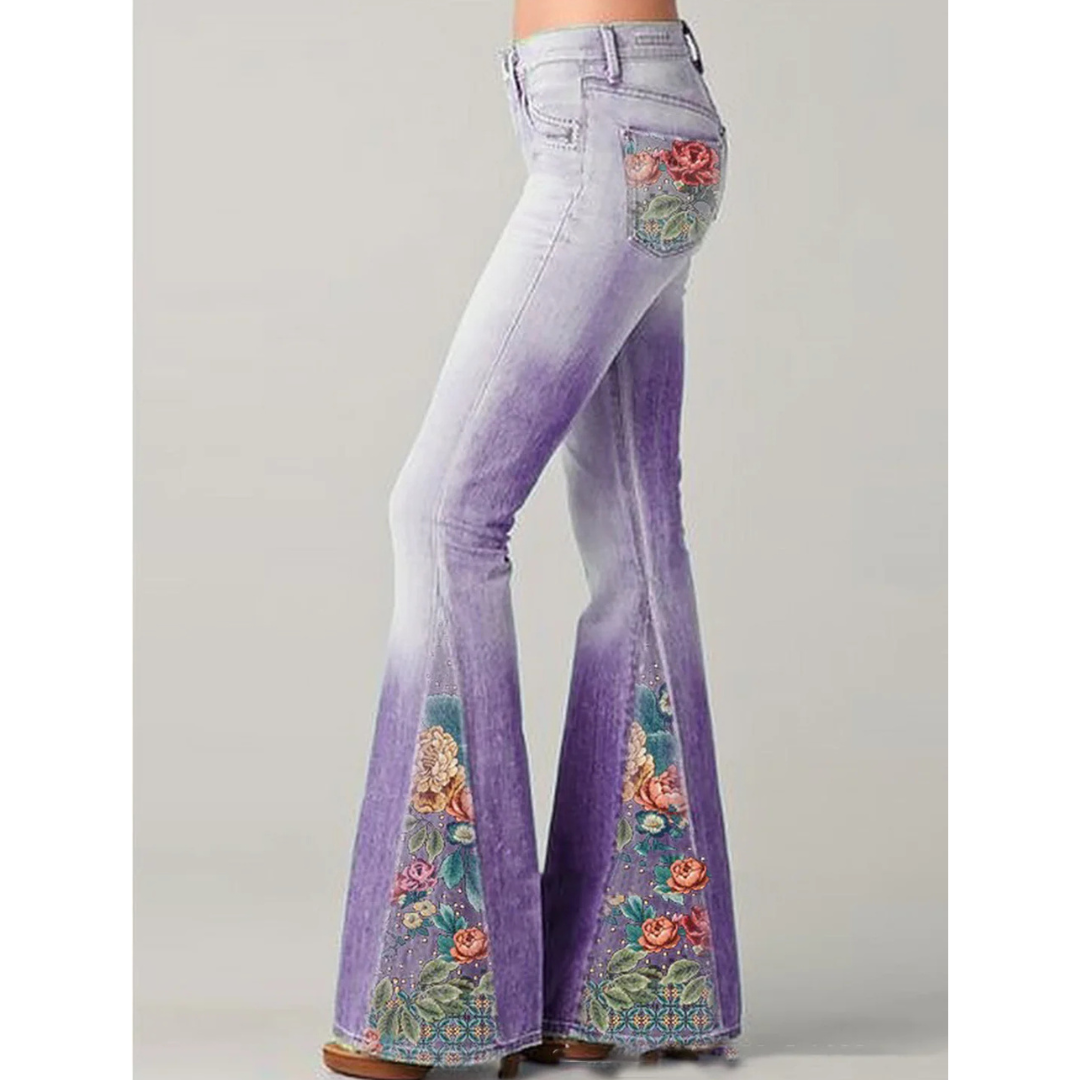 Lyndsay | Damskie jeansy w stylu vintage z haftowanymi detalami i prostym krojem