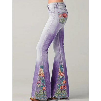 Lyndsay | Damskie jeansy w stylu vintage z haftowanymi detalami i prostym krojem