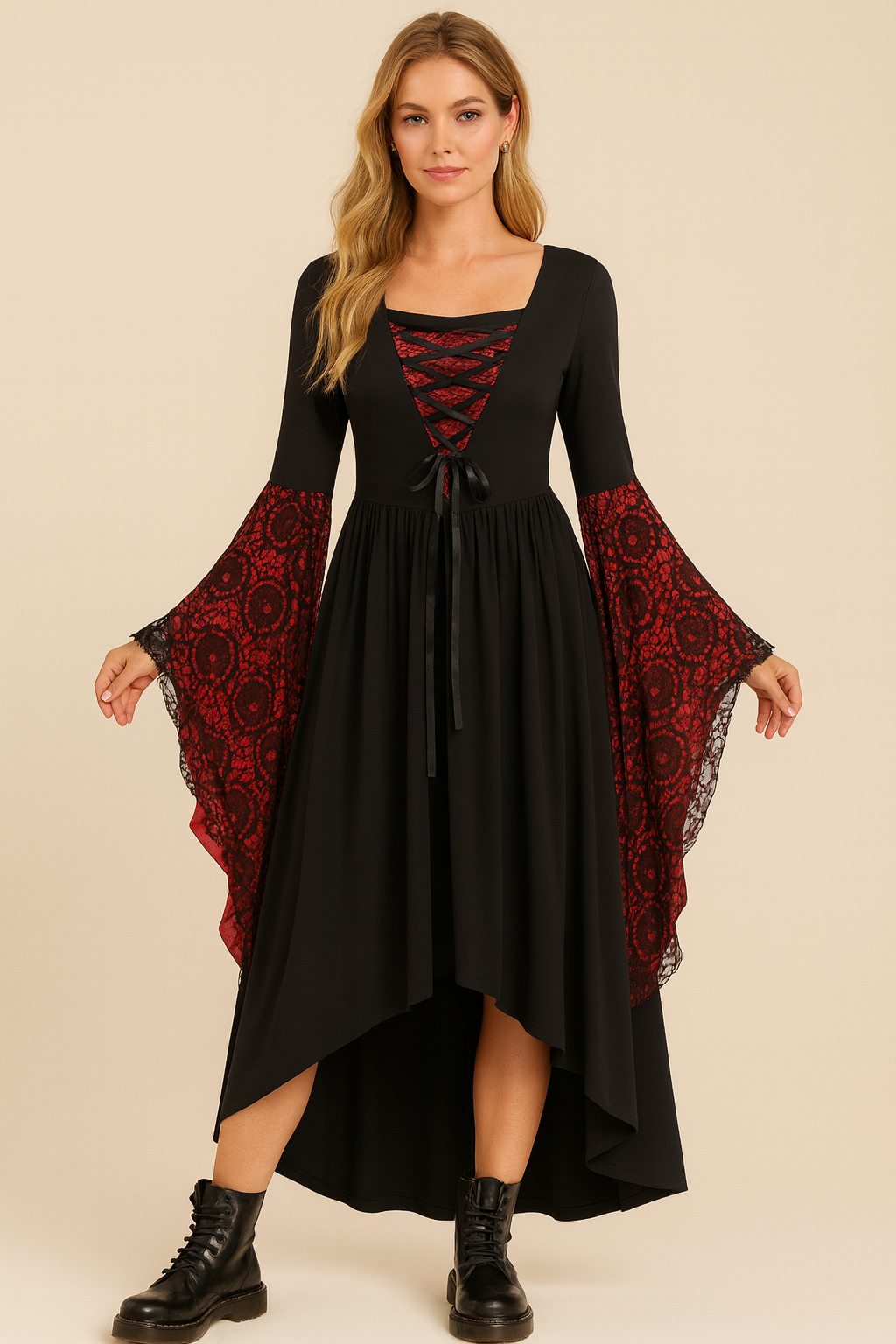 Sibyl - Elegancka sukienka maxi z koronką dla kobiet