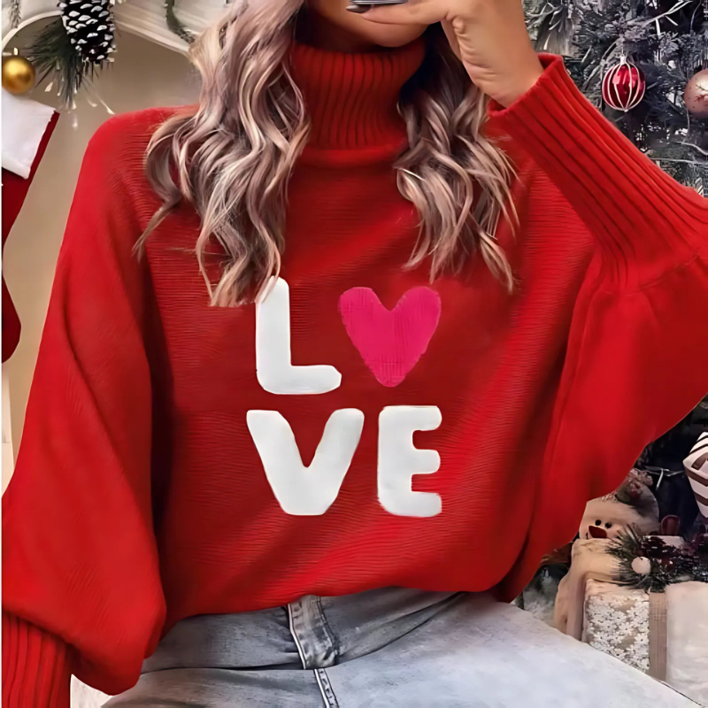 Becky – sweter damski z nadrukiem „Love” – zima