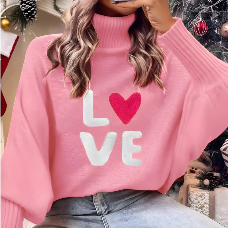 Becky – sweter damski z nadrukiem „Love” – zima
