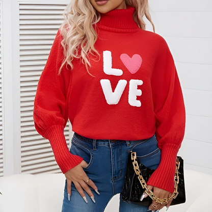 Becky – sweter damski z nadrukiem „Love” – zima