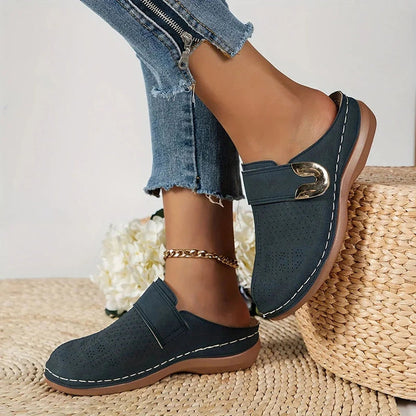 Fabienne | sandały damskie na koturnie z elastycznymi skrzyżowanymi paskami