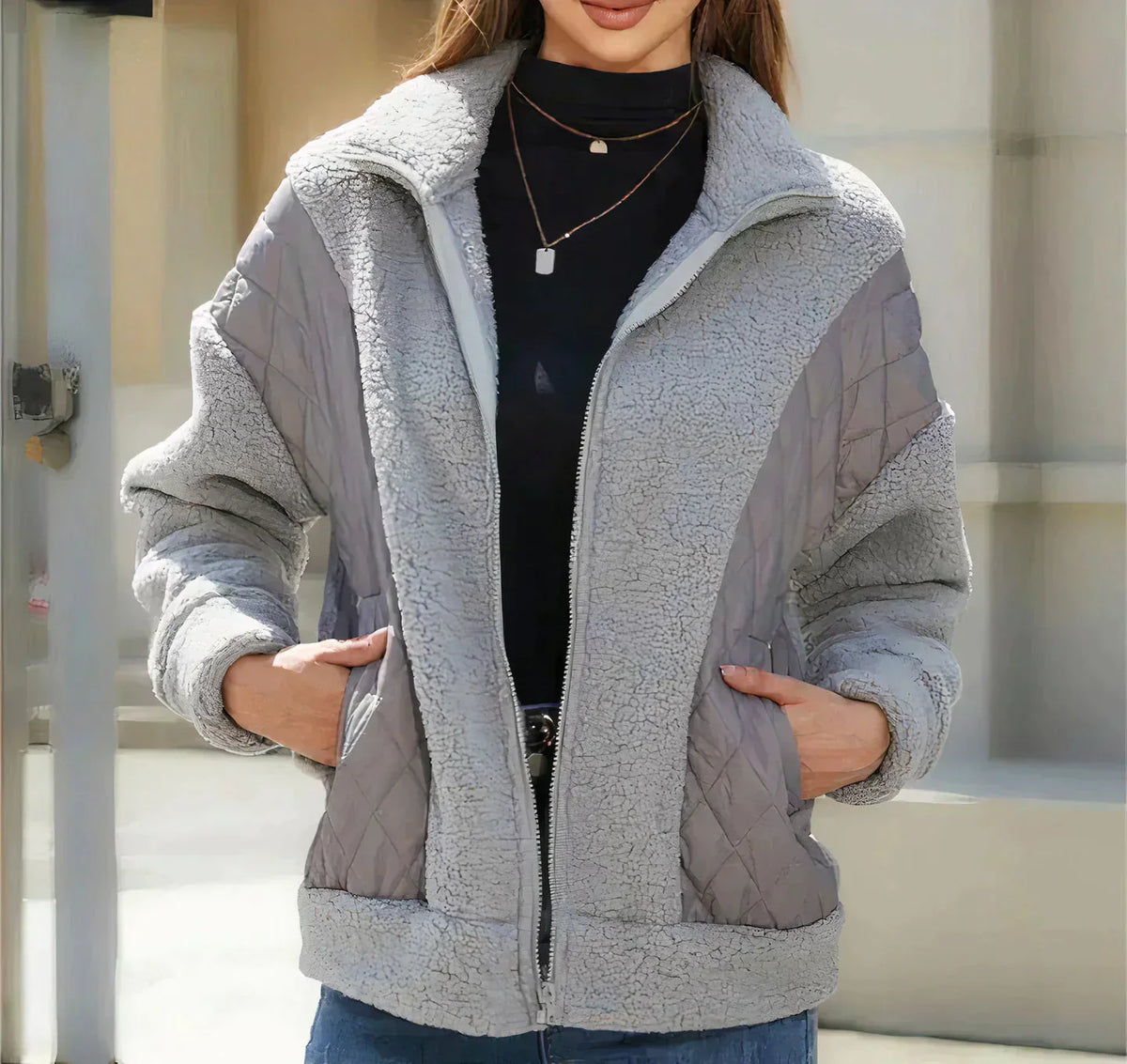 Roberta – damska kurtka z polaru w stylu colorblock i elegancka kurtka