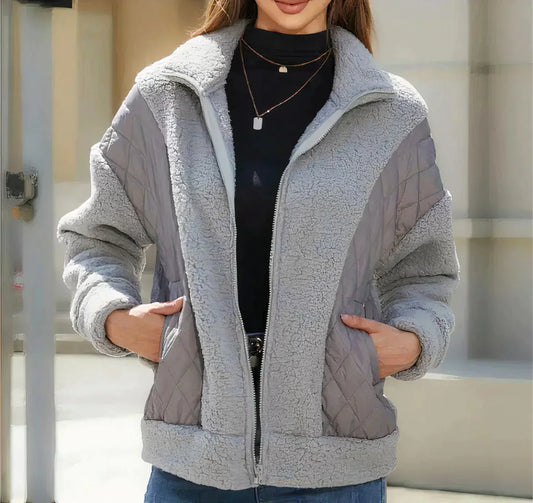 Roberta – damska kurtka z polaru w stylu colorblock i elegancka kurtka