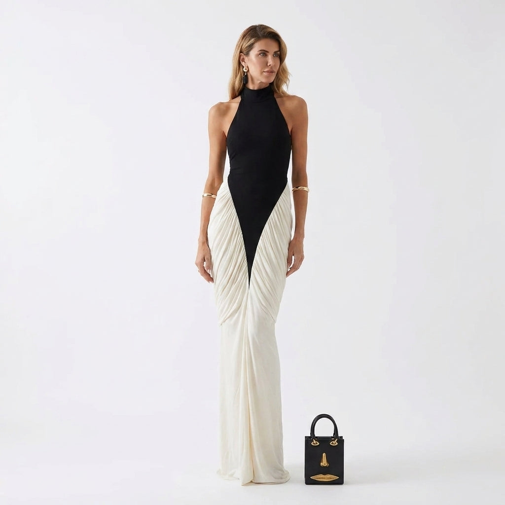 Nawoja | Sukienka damska maxi | Dopasowana, z odkrytymi plecami, elegancka na wieczór