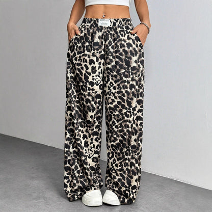 Florence | spodnie damskie palazzo w elegancki wzór leopard, stylowe i szerokie nogawki