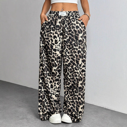 Florence | spodnie damskie palazzo w elegancki wzór leopard, stylowe i szerokie nogawki