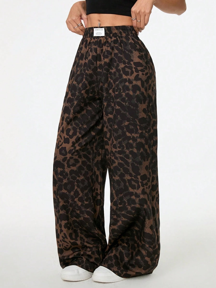 Florence | spodnie damskie palazzo w elegancki wzór leopard, stylowe i szerokie nogawki