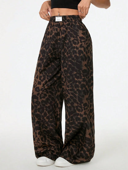 Florence | spodnie damskie palazzo w elegancki wzór leopard, stylowe i szerokie nogawki
