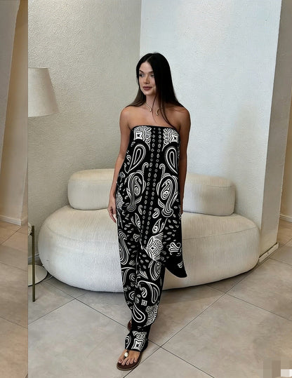 Nena | kombinezon damski o luźnym kroju z modnym wzorem, casualowy i stylowy
