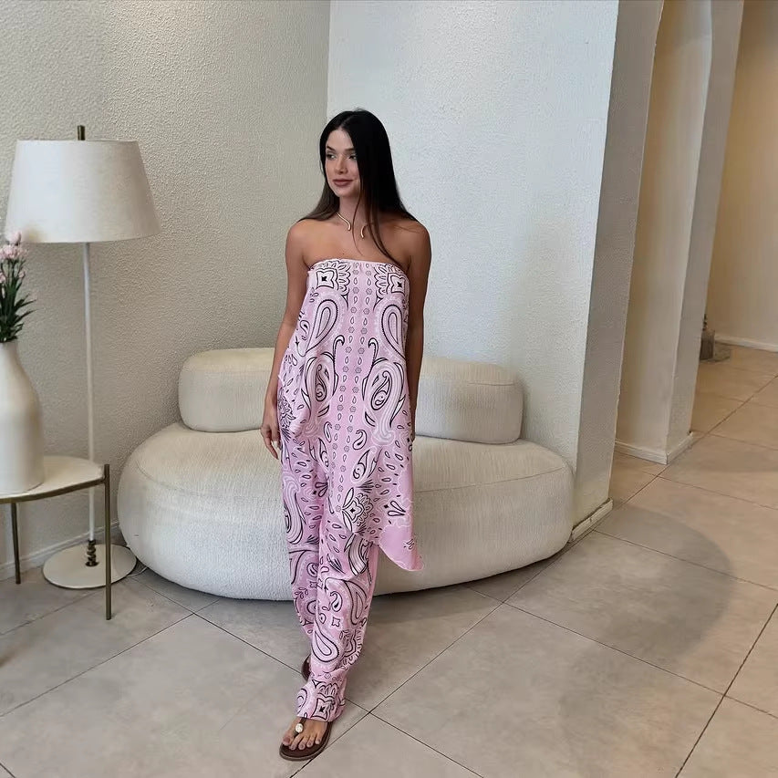 Nena | kombinezon damski o luźnym kroju z modnym wzorem, casualowy i stylowy
