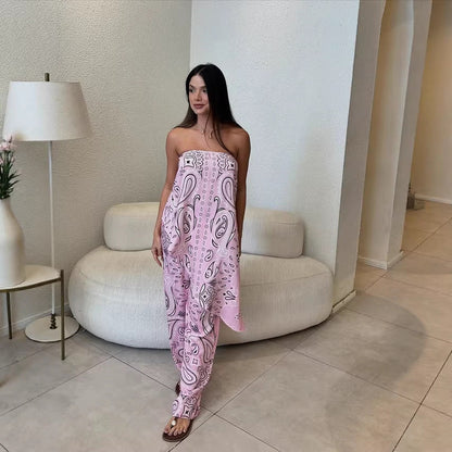 Nena | kombinezon damski o luźnym kroju z modnym wzorem, casualowy i stylowy
