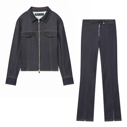 Clementine | Komplet damski z ciemnego denimu co-ord, stylowy i casualowy
