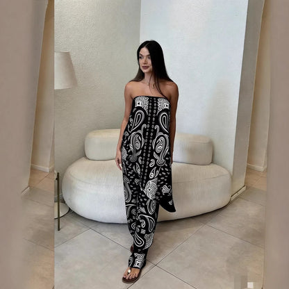 Nena | kombinezon damski o luźnym kroju z modnym wzorem, casualowy i stylowy