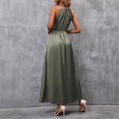 Heather | damska sukienka maxi z eleganckim rozcięciem i wiązanym topem