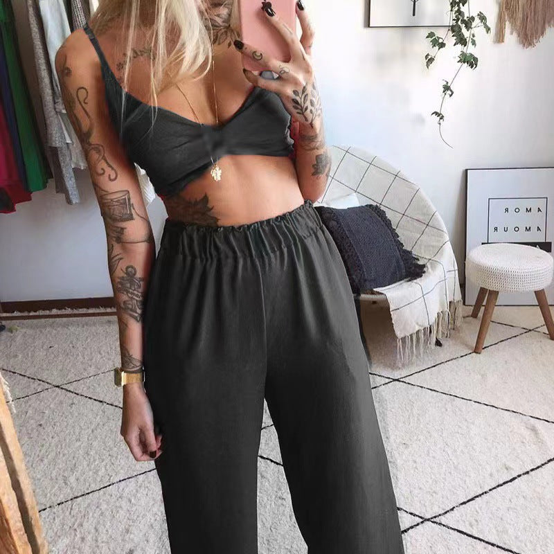 Cara | komplet damski 2-częściowy boho z crop topem w motyle
