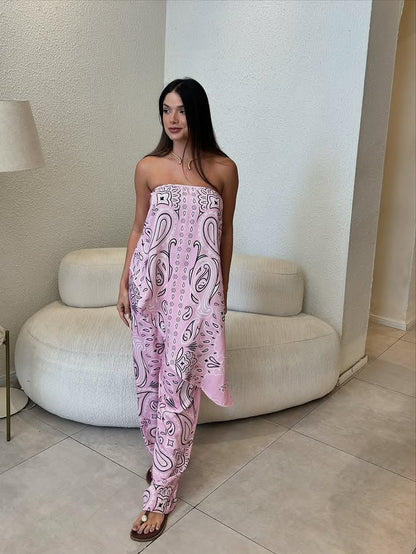 Nena | kombinezon damski o luźnym kroju z modnym wzorem, casualowy i stylowy