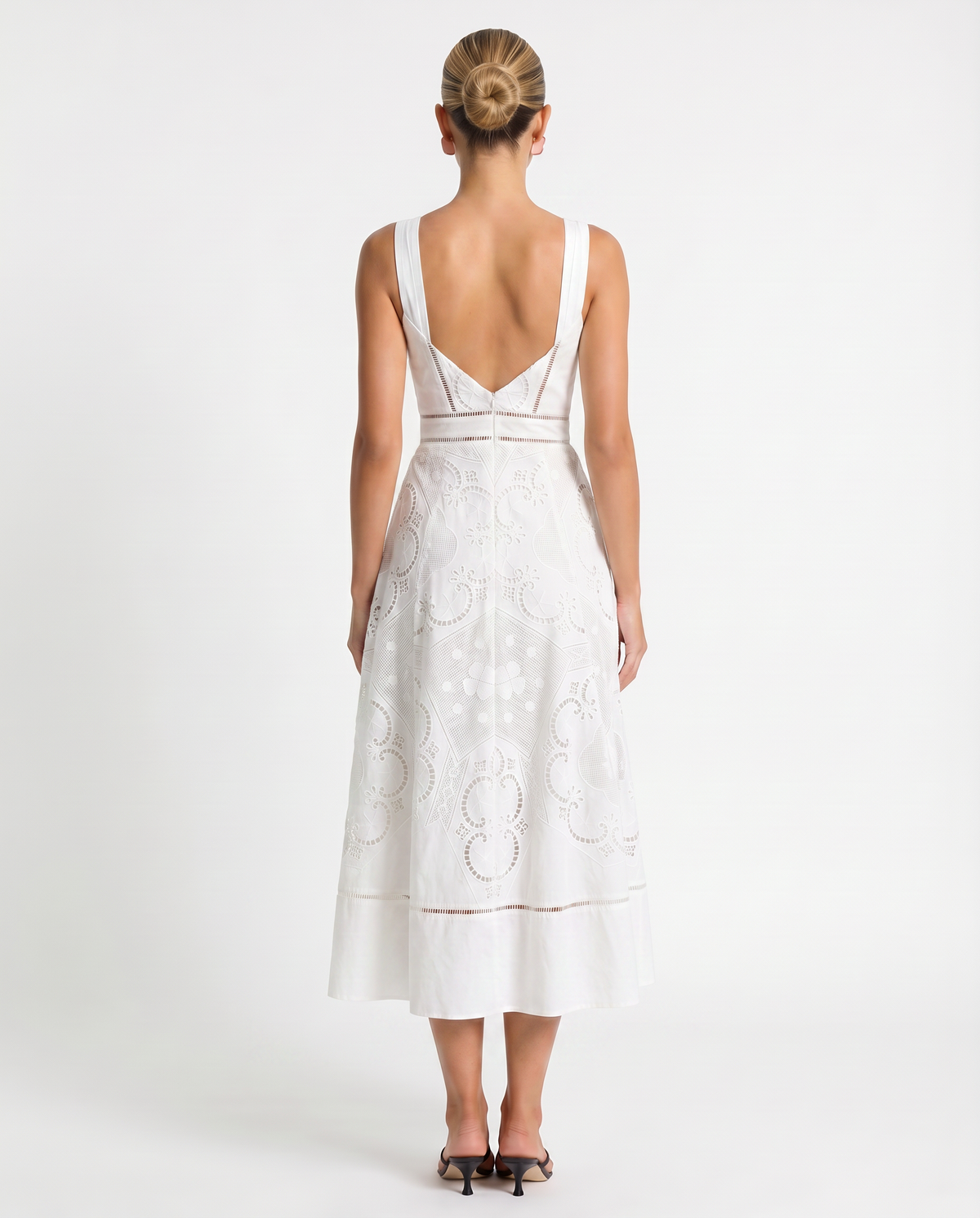 Terry | sukienka midi damska z koronkową spódnicą broderie anglaise